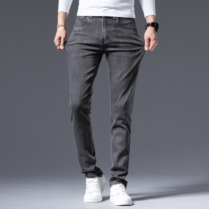 Quần jean nam màu XÁM vải cao cấp không phai giữ phom,VNXK quần dáng côn co giãn nhẹ
