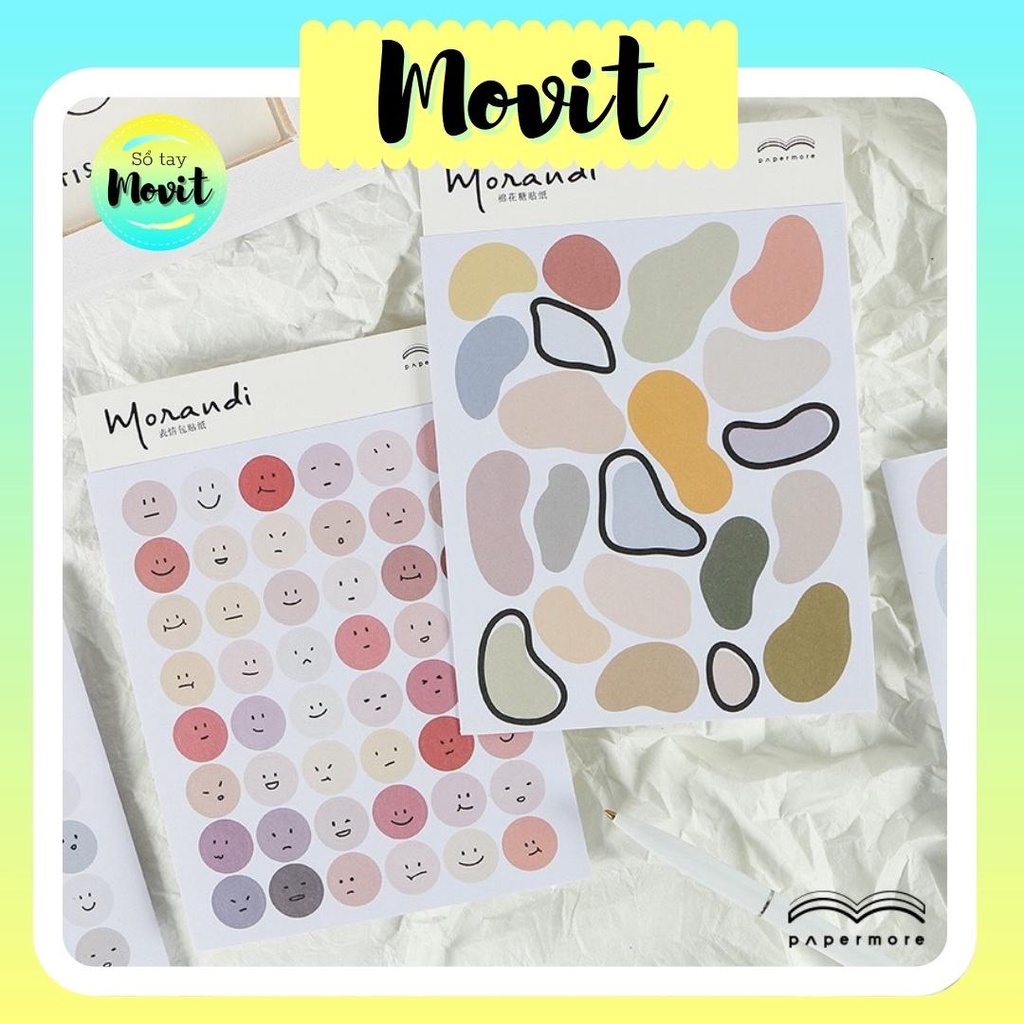Set 2 tờ sticker hình kẹo dẻo, emoji làm bullet journal