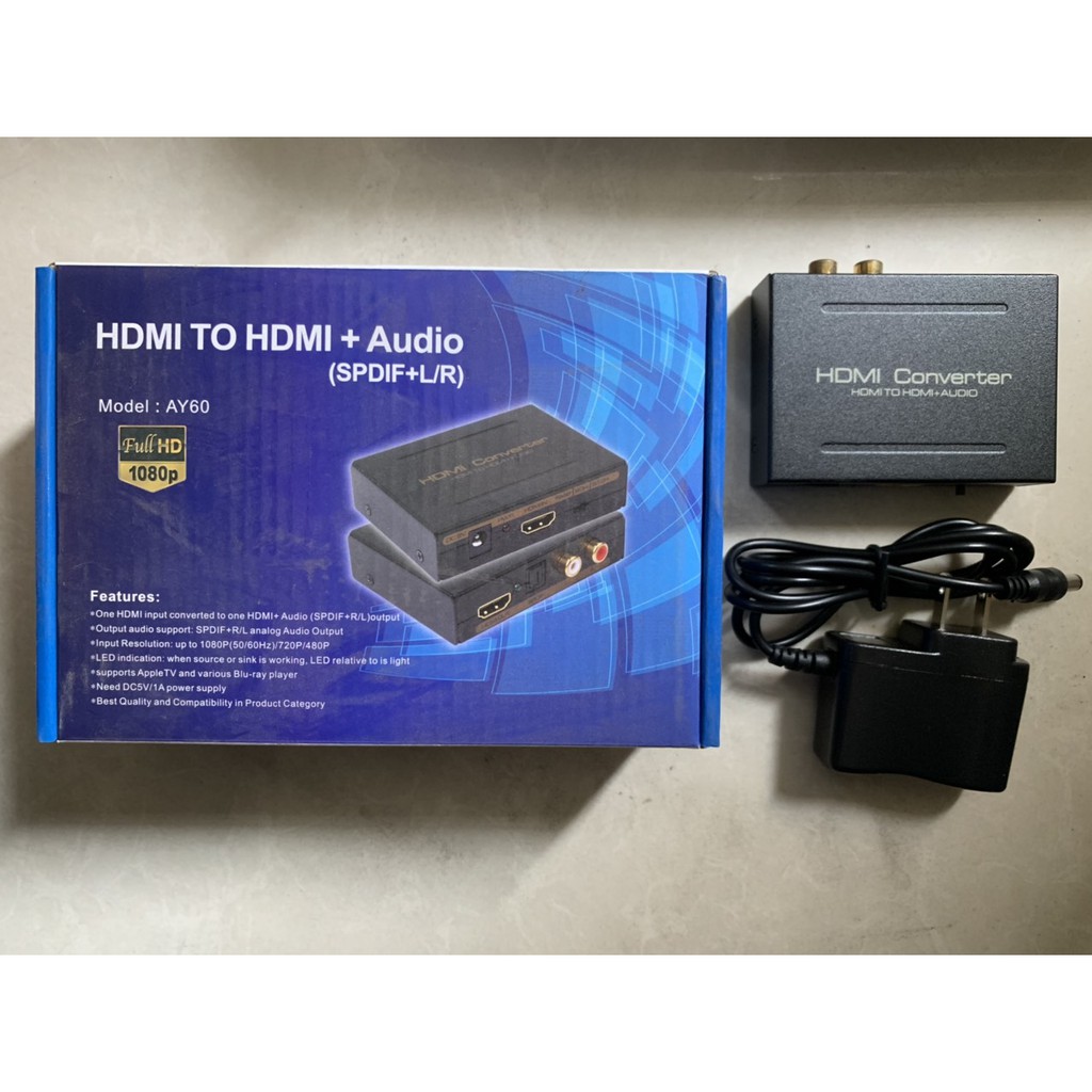 Hộp chuyển HDMI -&gt; HDMI + Audio AY 60H , bộ khuếch đại hình ảnh âm thanh HDMI