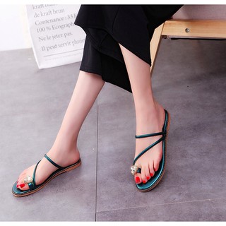 Sandal Nữ Đính Đá Kiểu Dáng Hàn Quốc (Đủ màu: Xanh, Đen, Trắng)