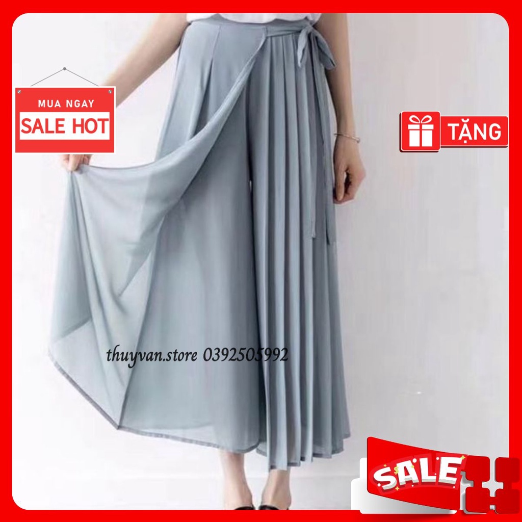 SẴN HÀNG | Quần giả váy voan chiffon, quần ống rộng culottes hàng Quảng Châu loại 1