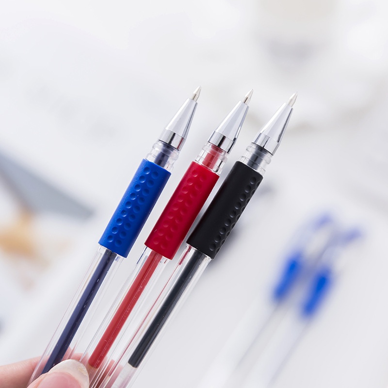 Bút bi nước 3 màu xanh đỏ đen có nắm văn cho học sinh nét đẹp viết trơn văn phòng phẩm giá rẻ Lalunavn B119