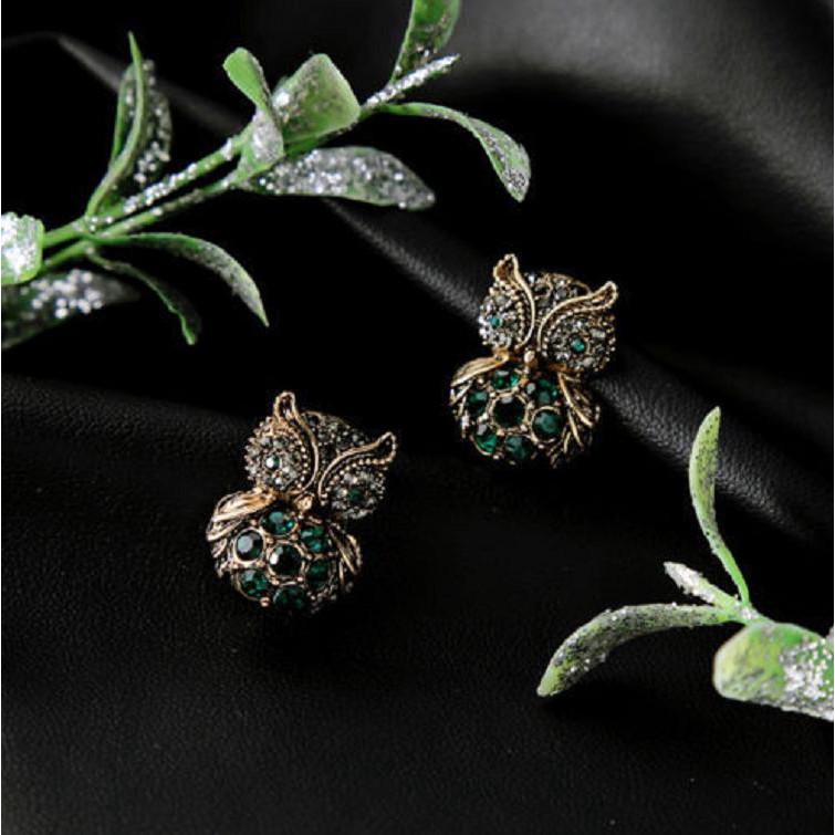 Fashion Vintage Jewelry Owl Flower Wing Antique Silver Color Women Stud Earring