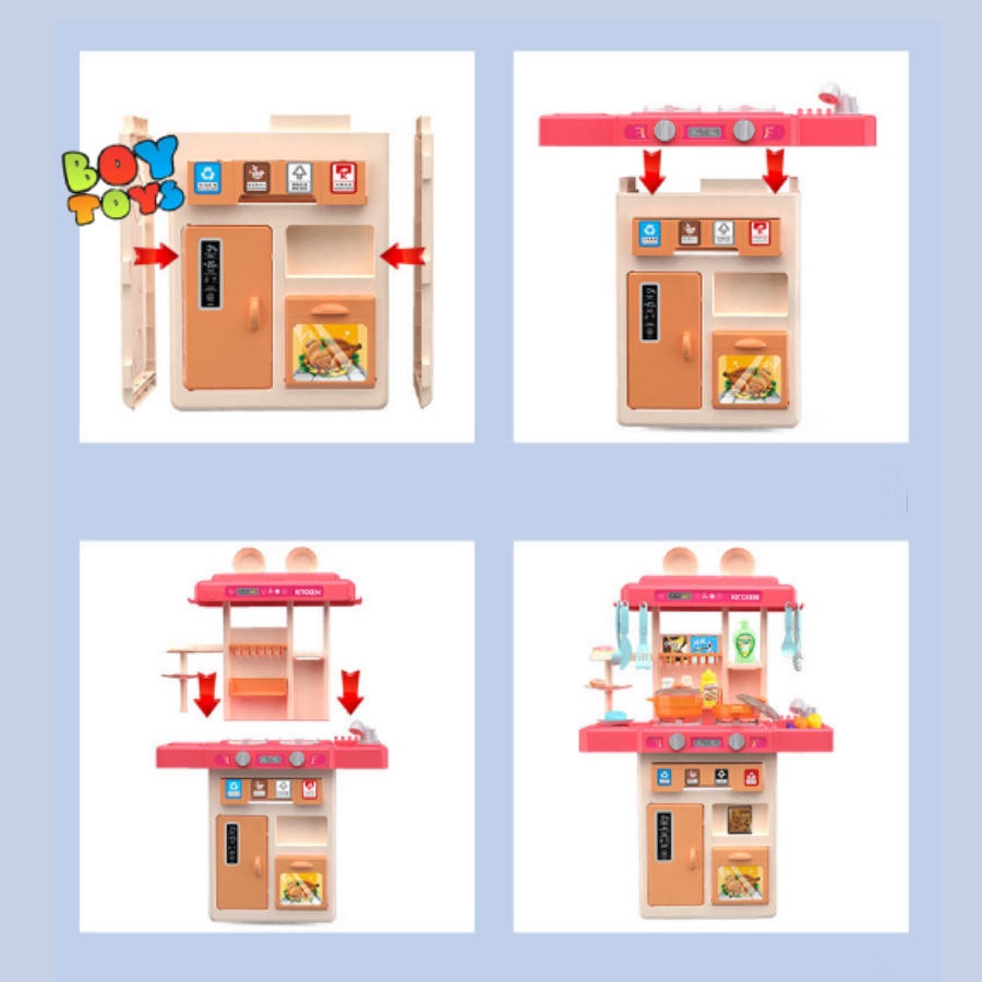 Bồ đồ chơi nhà bếp cỡ lớn 73cm đầy đủ hiệu ứng âm thanh, vòi nước, đèn và khói như thật, đồ chơi giáo dục kĩ năng cho bé