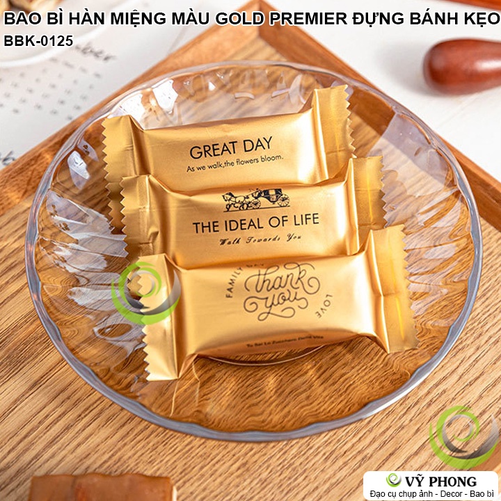 BAO BÌ TÚI NHỰA HÀN MIỆNG MÀU VÀNG GOLDEN SANG TRỌNG ĐỰNG BÁNH KẸO QUÀ TẶNG XUÂN NĂM MỚI DỊP LỄ TẾT NOEL BBK-0125