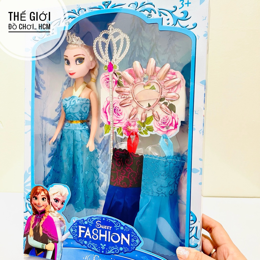 Đồ chơi búp bê công chúa Elsa có vương miện vòng đeo cổ