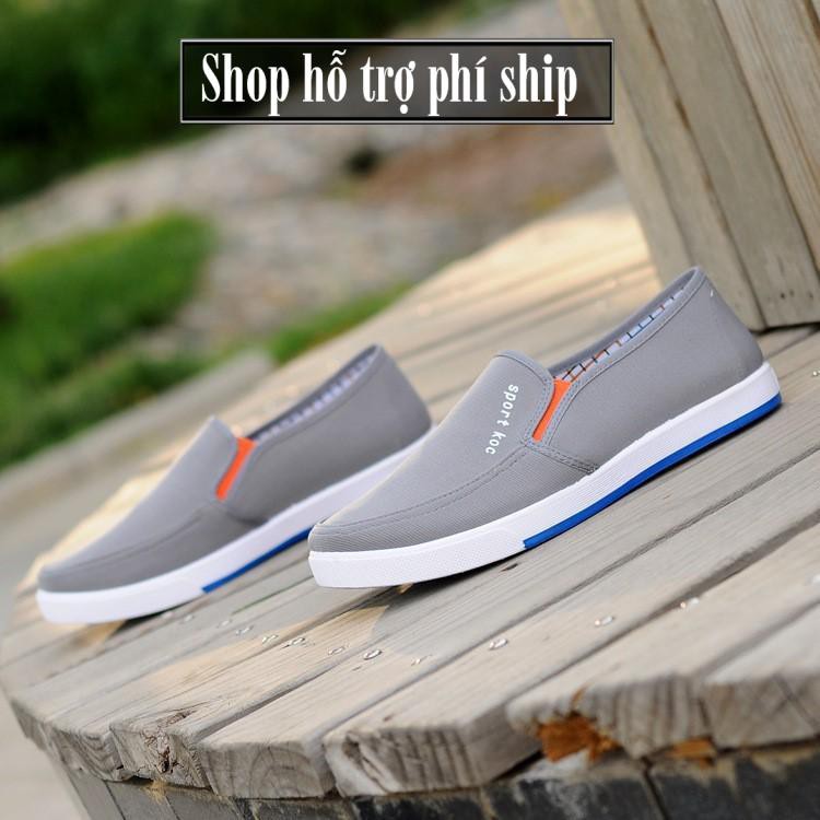 Hỗ trợ Ship-  -Giày lười sneaker cách tân không dây MÀU XÁM - Giày vải thời trang cao cấp nam/nữ