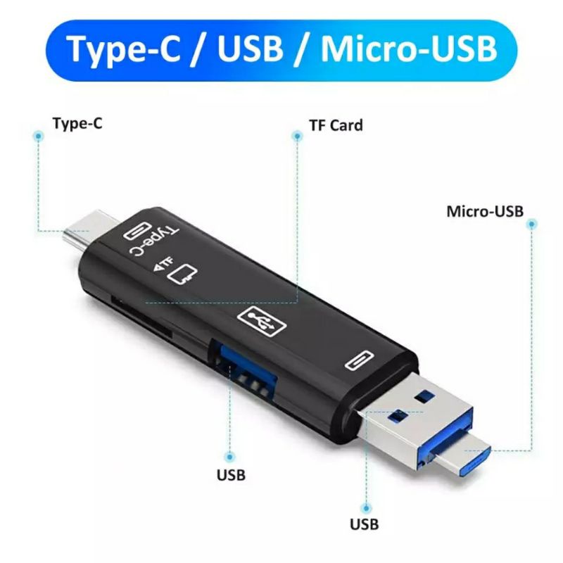 Đầu OTG TYPE C (3.0) mở rộng thẻ nhớ SD TF cho điện thoại máy tính loại 5 trong 1