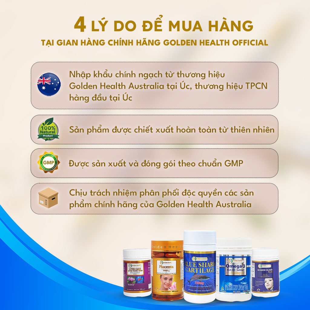 Viên Uống Sụn Vi Cá Mập Golden Health 750mg 100 viên