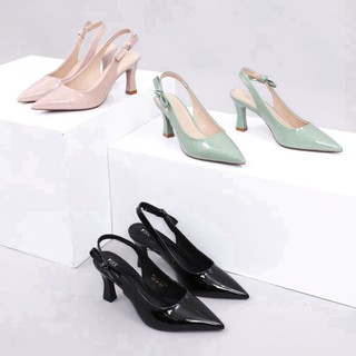 Giày Cao Gót 7cm Da Bóng Thắt Nơ X659