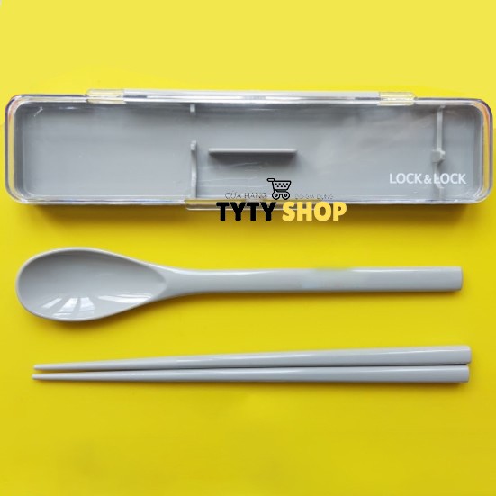 Bộ muỗng đũa nhựa Lock&Lock nhỏ gọn dễ dàng mang theo LLC115GRY