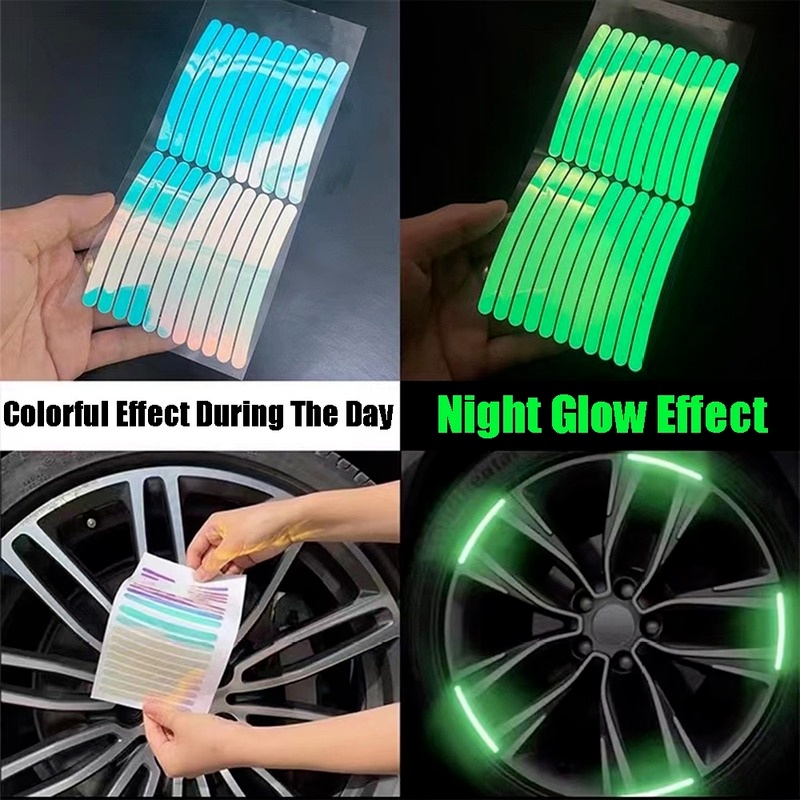 Bộ 20 Miếng Dán Phản Quang Cảnh Báo An Toàn Cho Bánh Xe Hơi / Xe Máy