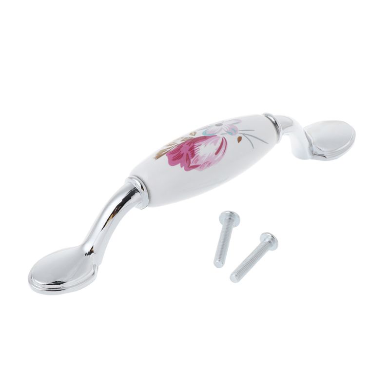 Tay Nắm Cửa Tủ Bằng Hợp Kim Kẽm Họa Tiết Hoa Tulip Phong Cách Châu Âu