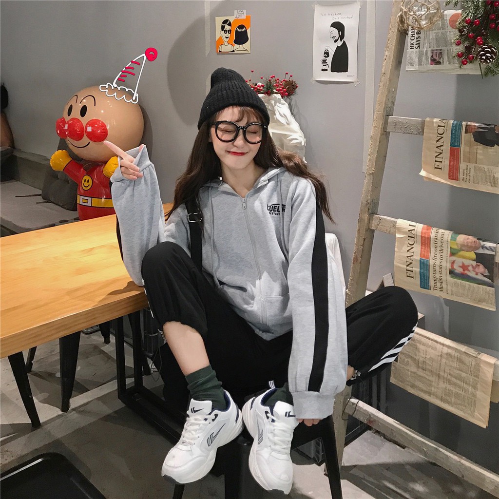 🚛 [FREESHIP] Áo Khoác Nỉ Black Stripe Unisex  🌸 Hoodie xám kẻ sọc đen thể thao form rộng bigsize nam nữ Ulzzang HOT 🌸 | BigBuy360 - bigbuy360.vn