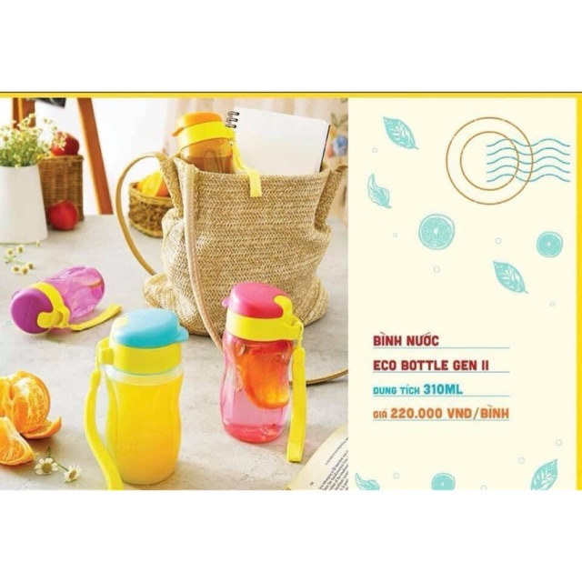 {FLASK DEAL 2 DAYS}BÌNH NƯỚC NHỰA ECO BOTLE TUPPERWARE 310ml CHO BÉ YÊU, AN TOÀN MÀU SẮC BẮT MẮT, KHÔNG RỈ NƯỚC,KÍN KHÍ