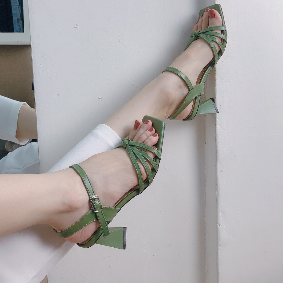 Giày sandal nữ đan dây gót trụ cao 6cm 1227