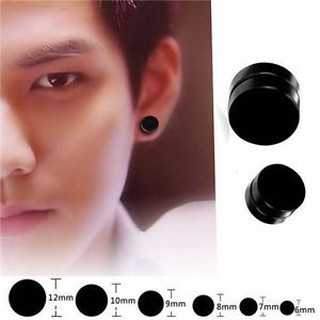 Bông tai nam châm hình tròn đen VPOP