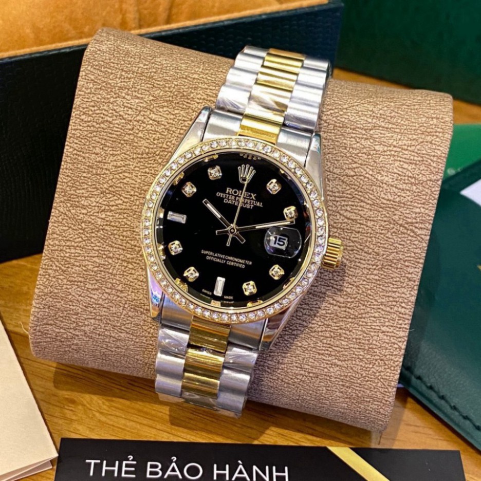 Đồng hồ nam Rolex - viền đá dây kim loại chống nước bảo hành 24 thnags