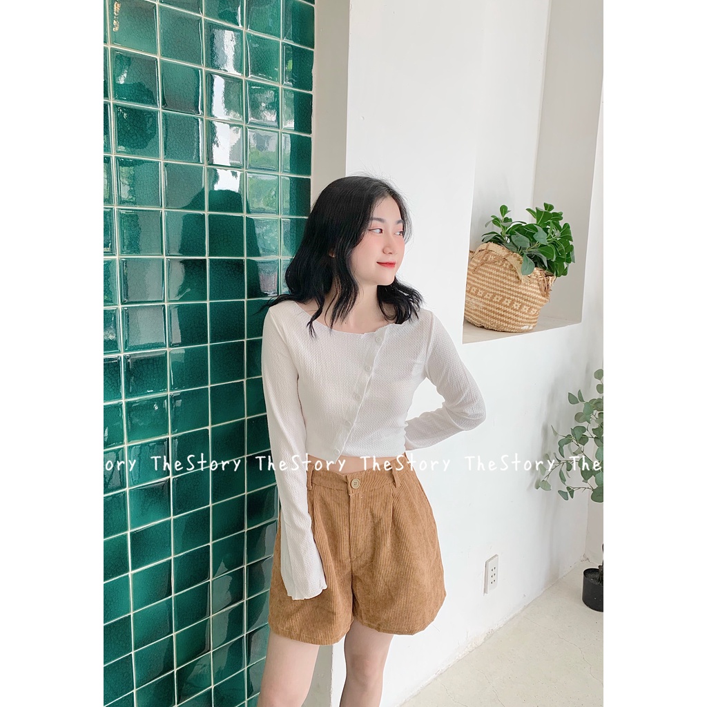 [STR] Áo hàng nút xéo, tay dài, vải nhún A2363