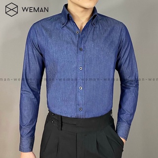 Áo Sơ Mi Denim Nam, Sơ Mi Denim Nam Cổ Button Down, Thiết Kế Sang Trọng, Chất Liệu Cao Cấp Thấm Hút Mồ Hôi WEMAN-WMA2301