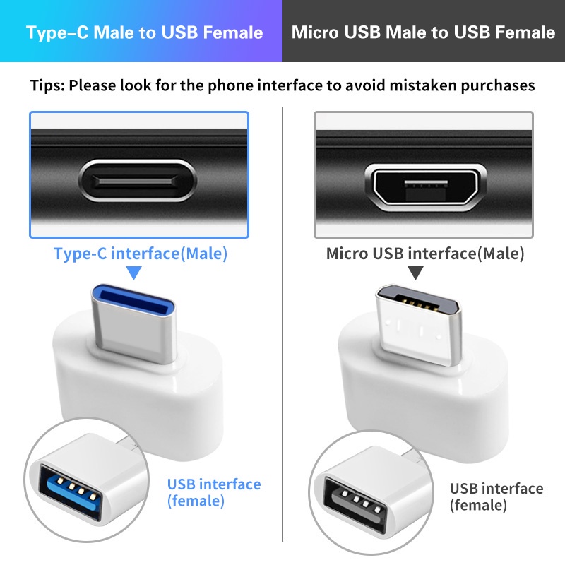 Đầu chuyển đổi Ankndo Micro USB OTG Type C sang USB cho máy tính bảng/điện thoại