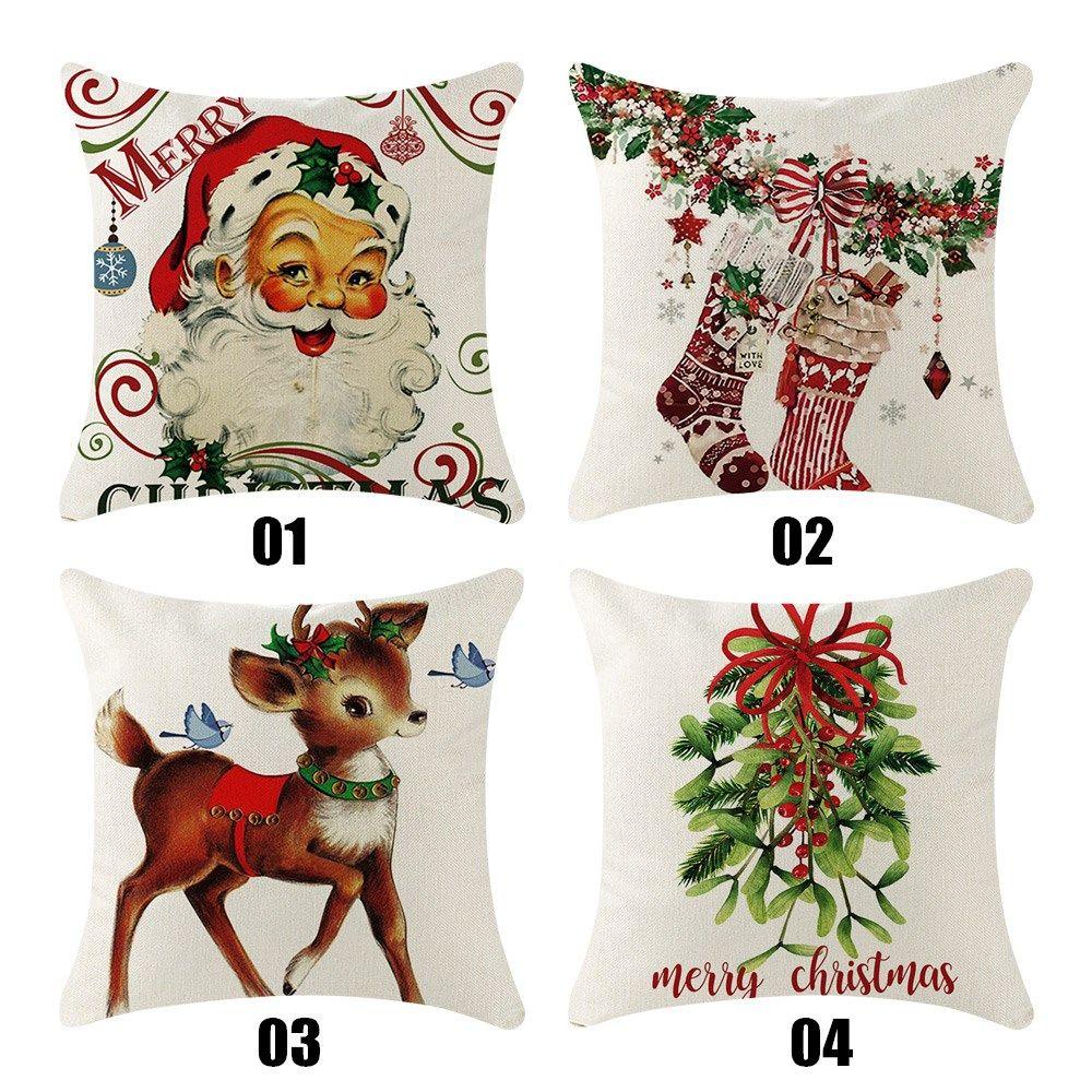 WTTLE Cushion Cover Bedroom Chair Santa Claus Deer Pillowcase
