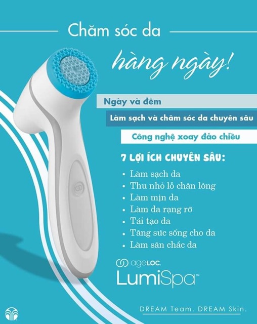 (BH 2 năm)Máy rửa mặt Ageloc Lumispa da dầu, da thường, da khô