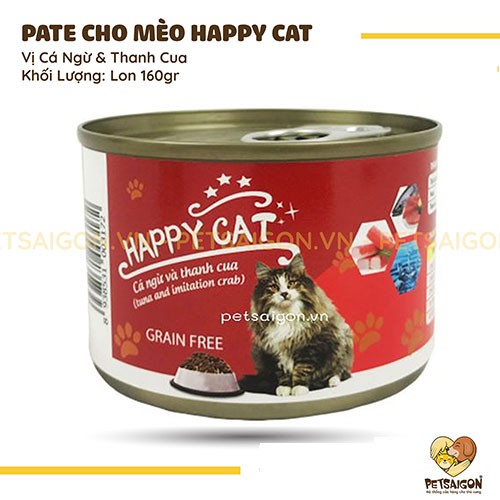 [CHÍNH HÃNG] PATE HAPPY CAT CHO MÈO - LON 160G