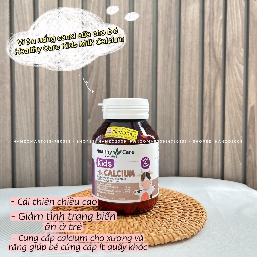 Canxi cho bé Viên uống canxi milk heathy care