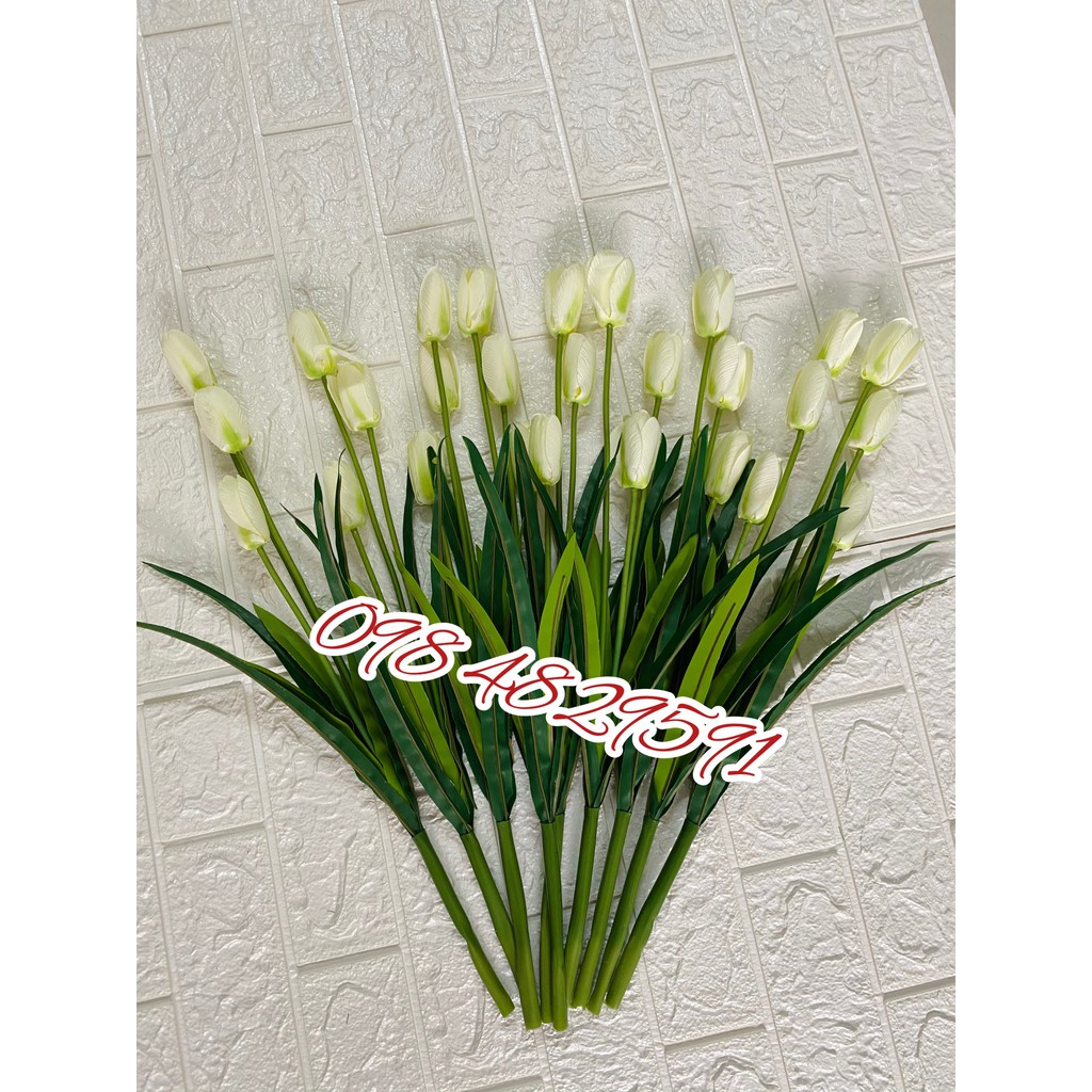 Chùm Tulip 3 bông cao 50cm trồng hàng rào ban công -Hoa giả