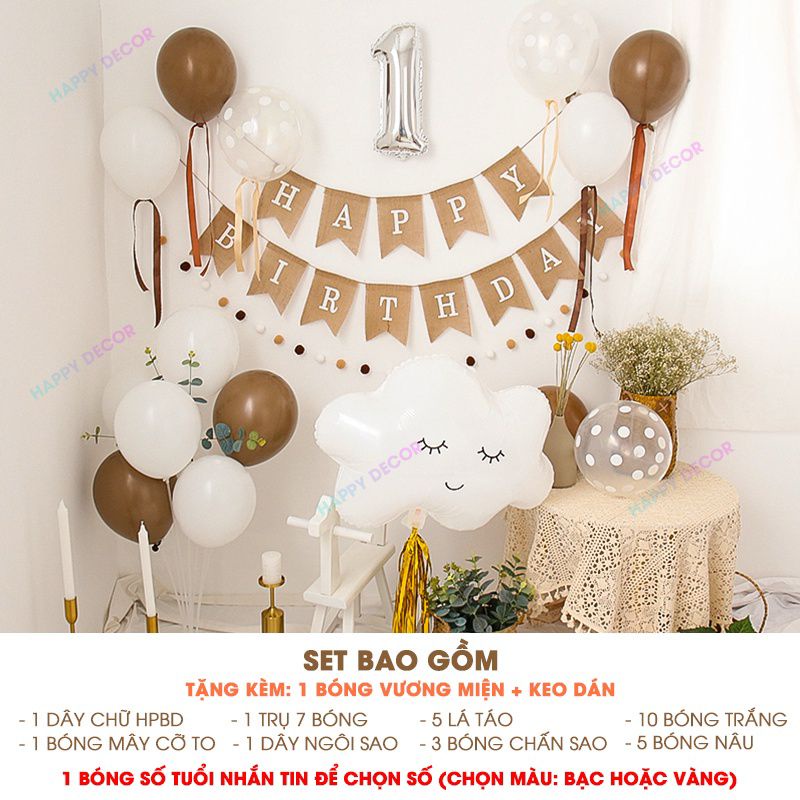 SET trang trí sinh nhật Handmade kiểu Hàn Quốc cực chất [Tặng kèm phụ kiện]