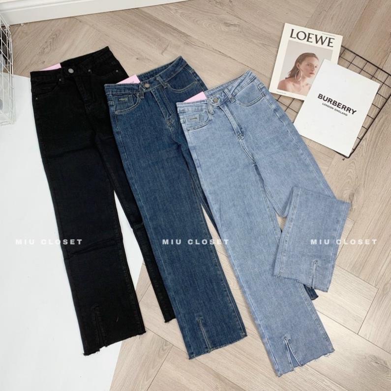 Quần jeans ống đứng xẻ gấu co dãn cạp cao lên phom chuẩn đẹp ảnh thật shop tự chụp 100% !