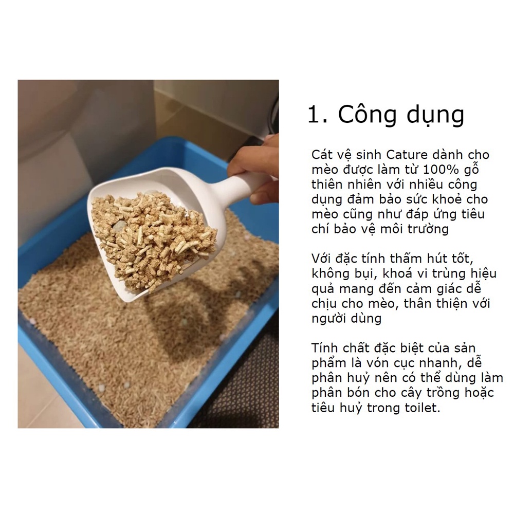 Cát Vệ Sinh Cho Mèo - Cát Gỗ, Cát Đậu Nành/Đậu Phụ Tofu CATURE (Túi 6L/2,4kg) - Khử Mùi, Vón Cục, Không Bết Đáy