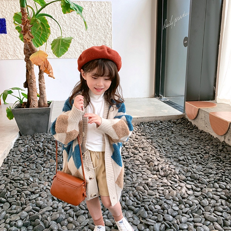 Aiyaya Dáng Dài Họa Tiết Kim Cương Xinh Xắn Cho Bé Gái