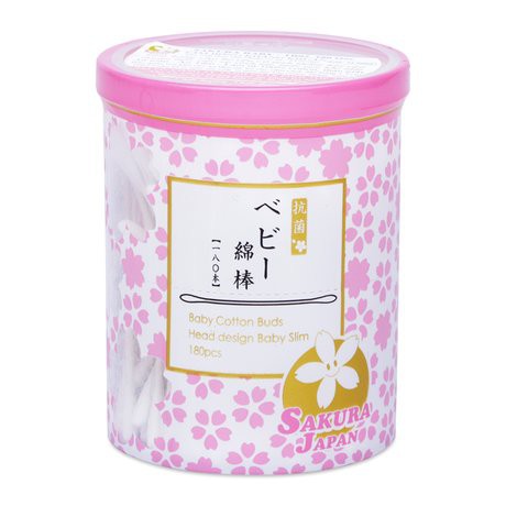 Tăm Bông Tiêu Chuẩn Kháng Khuẩn Sakura Dành Cho Trẻ Em (Hộp 180 chiếc)