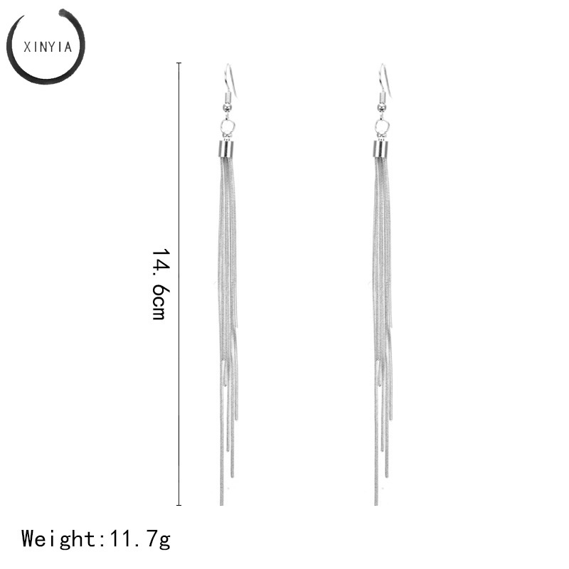 Khuyên tai tua rua dáng dài thời trang