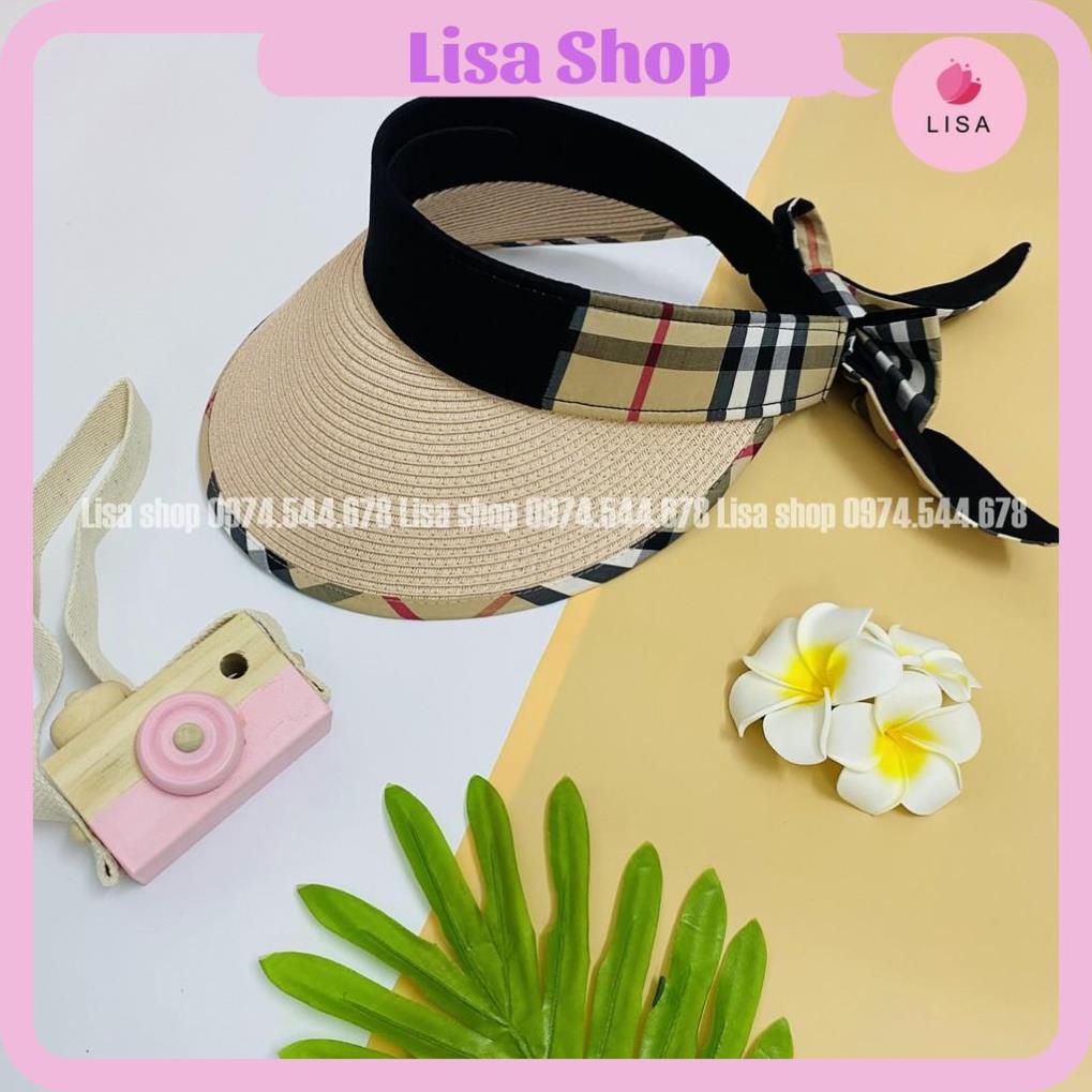 [HÀNG LOẠI 1- CAO CẤP]  Mũ cói nửa đầu, nón cói đầu trống rộng vành gắn nơ sau phong cách Hàn Quốc Lisa, M30