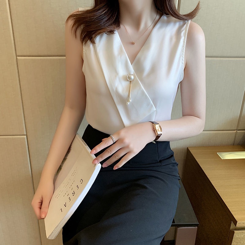 Áo Voan Lụa Lạnh Cổ Chữ v Tay Ngắn Thời Trang Mùa Hè Dành Cho Nữ