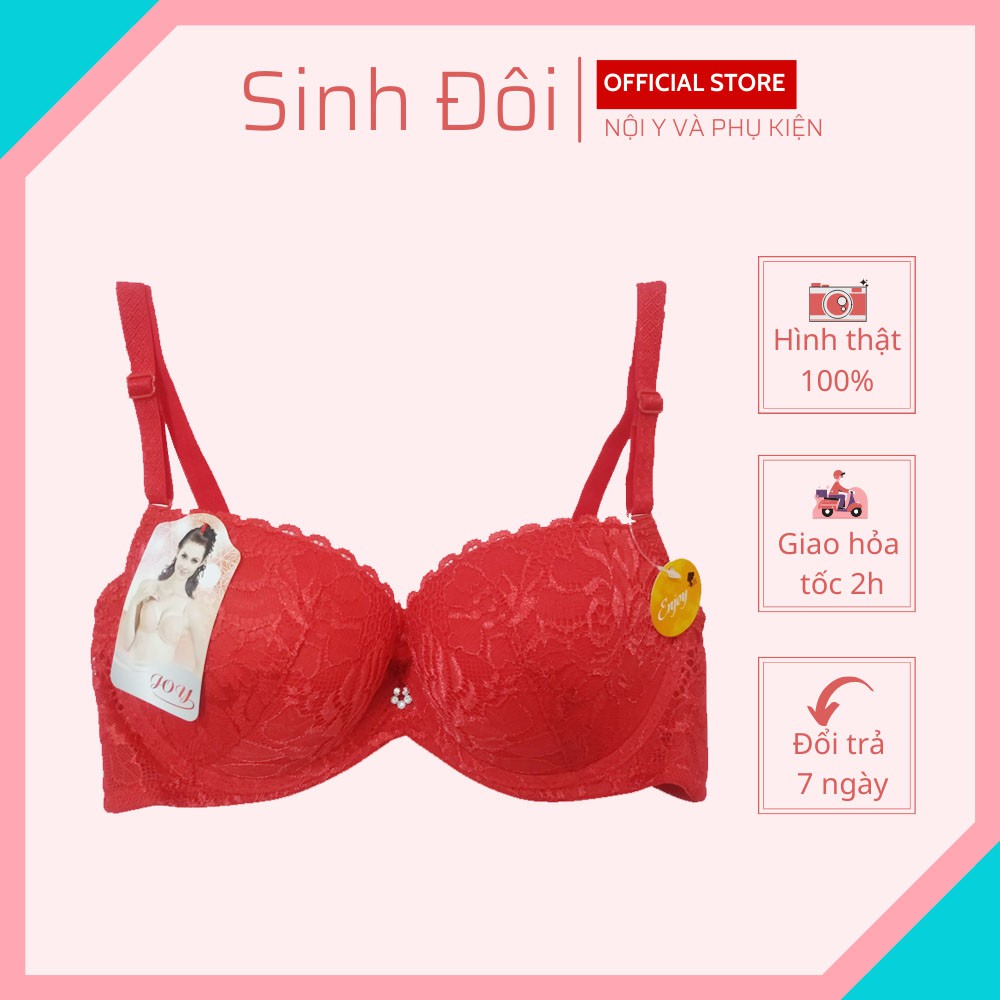 Áo ngực nữ ren nâng ngực tạo khe Joy 5027 có gọng mút vừa cúp xéo mềm mại thoải mái mặc áo dài size 34-36-38