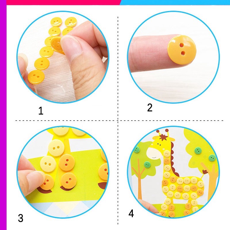 Combo 10 tranh nút vẽ trẻ em mẫu giáo vẽ tay nút vẽ, Đồ chơi sáng tạo tự làm cho bé