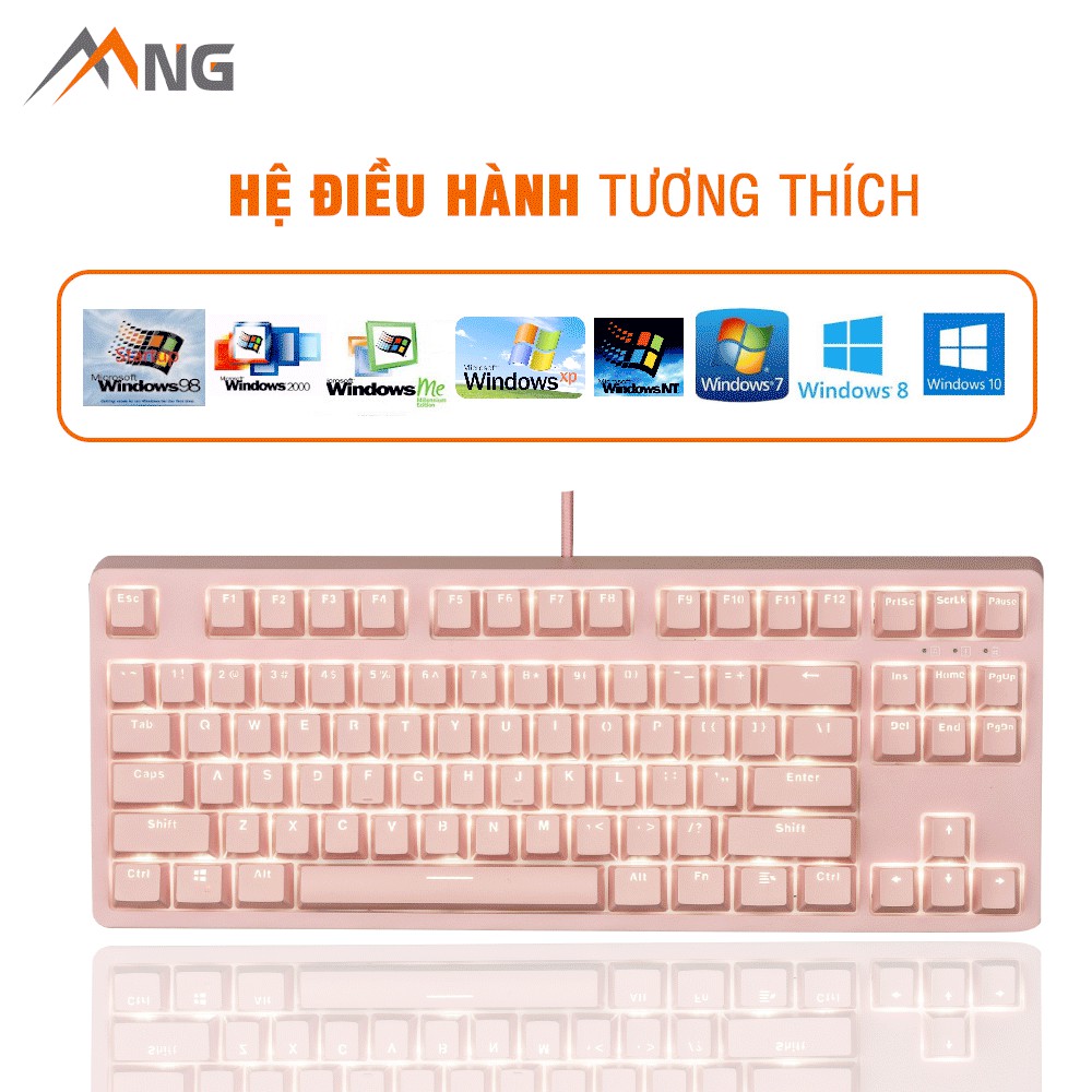 Bàn phím Gaming E-DRA EK387 DREAM PINK Cơ Đèn Led 87 phím Có Dây Bảo hành 24 tháng