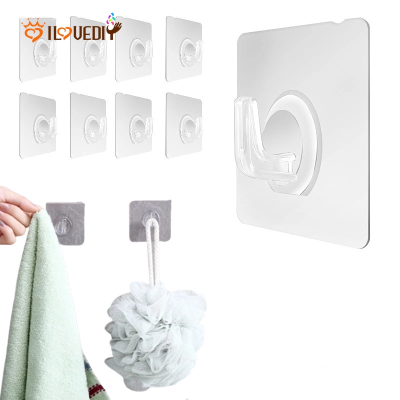 1 Móc Treo Đồ Dán Tường Tự Dính Trong Suốt Tiết Kiệm Không Gian Đa Năng Cho Nhà Bếp Nhà Tắm