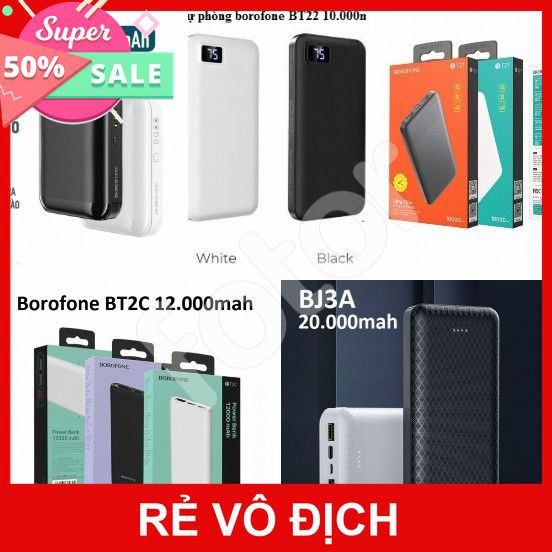 [XK][FREESHIP] PIN SẠC DỰ PHÒNG BOROFONE 10.000mAh - 20.000mAh (BJ1, BT22, BT27, BT2C, BJ3A) [HCM]