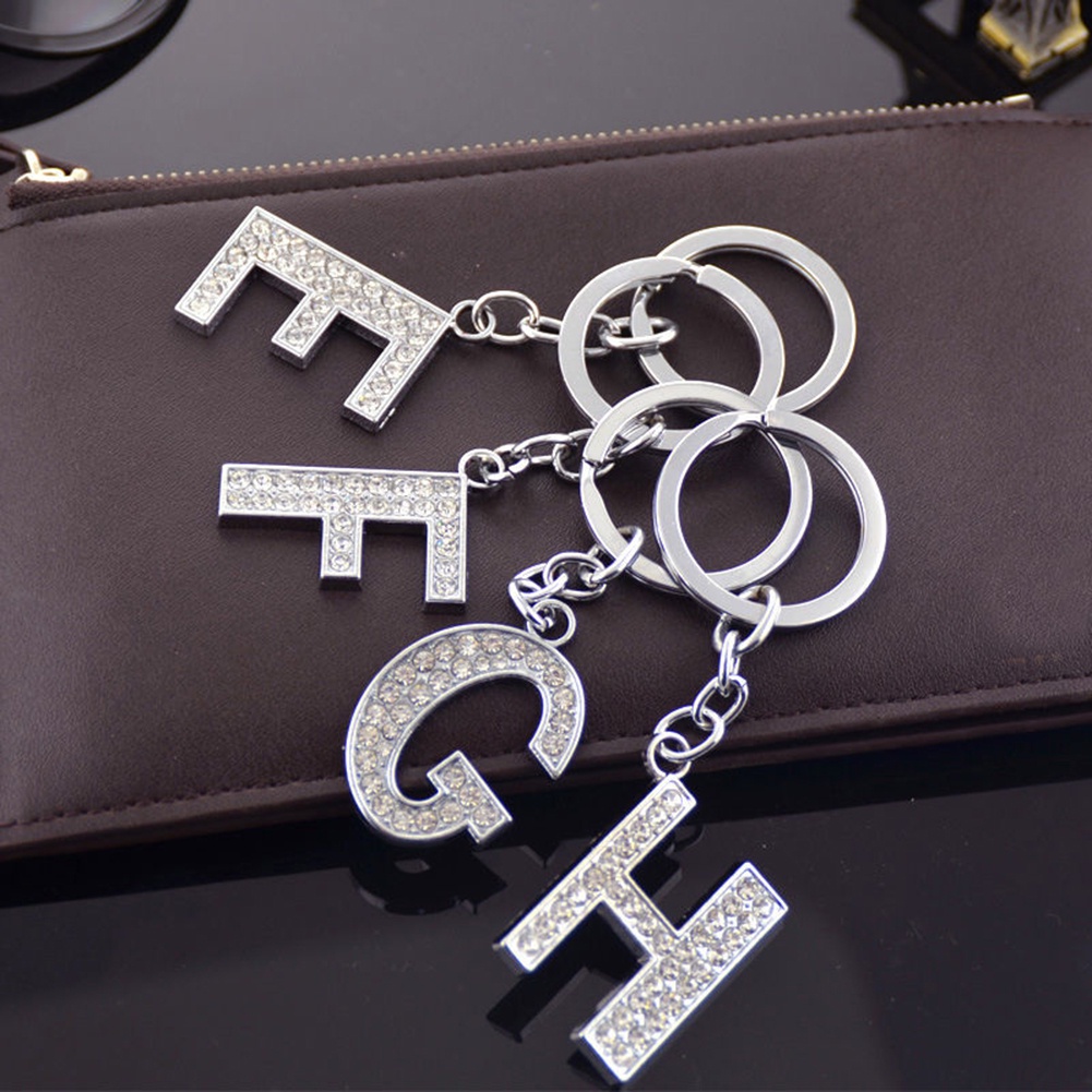 Móc khóa chữ cái đính đá sang trọng làm từ hợp kim