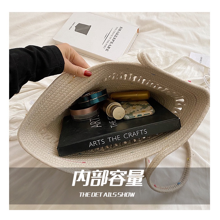 Túi cói JASMIN NOIR Bằng Rơm Đính Hoa Thời Trang Cho Nữ