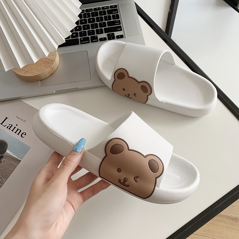 Dép Đi Trong Nhà Đế Dày Mềm Mại Chống Trượt Hình Gấu Dễ Thương Cho Nữ