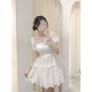 Váy Đầm babydoll Ren trắng hở lưng Sister89