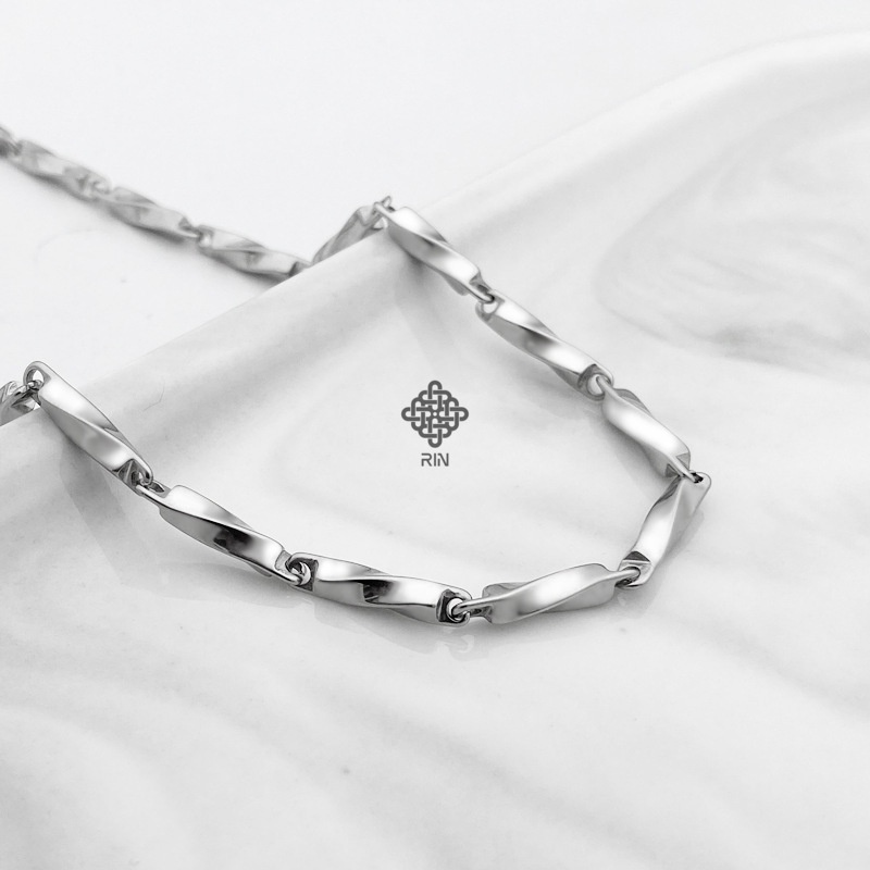 Dây chuyền titan unisex, Vòng cổ titan không phai không rỉ sét kiểu dáng xoắn, trangsucmoiluatuoi.RIN