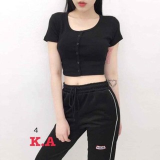 Áo crotop cúc ngực(kèm ảnh thật)
