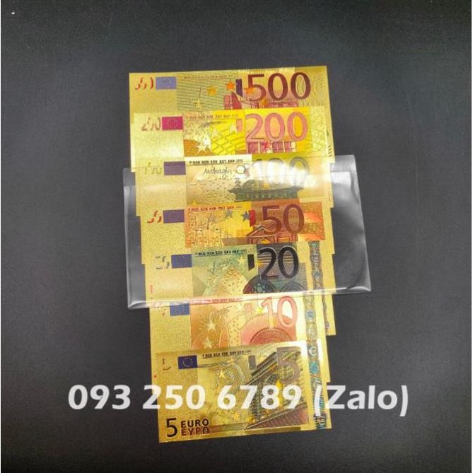 Trọn Bộ Tờ EURO Mạ Vàng Sang Chảnh Plastic 7 TỜ - Từ 5 - 500 EURO